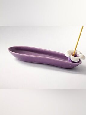 Lavender White Flower Incense Burner Ceramic Mini Tray